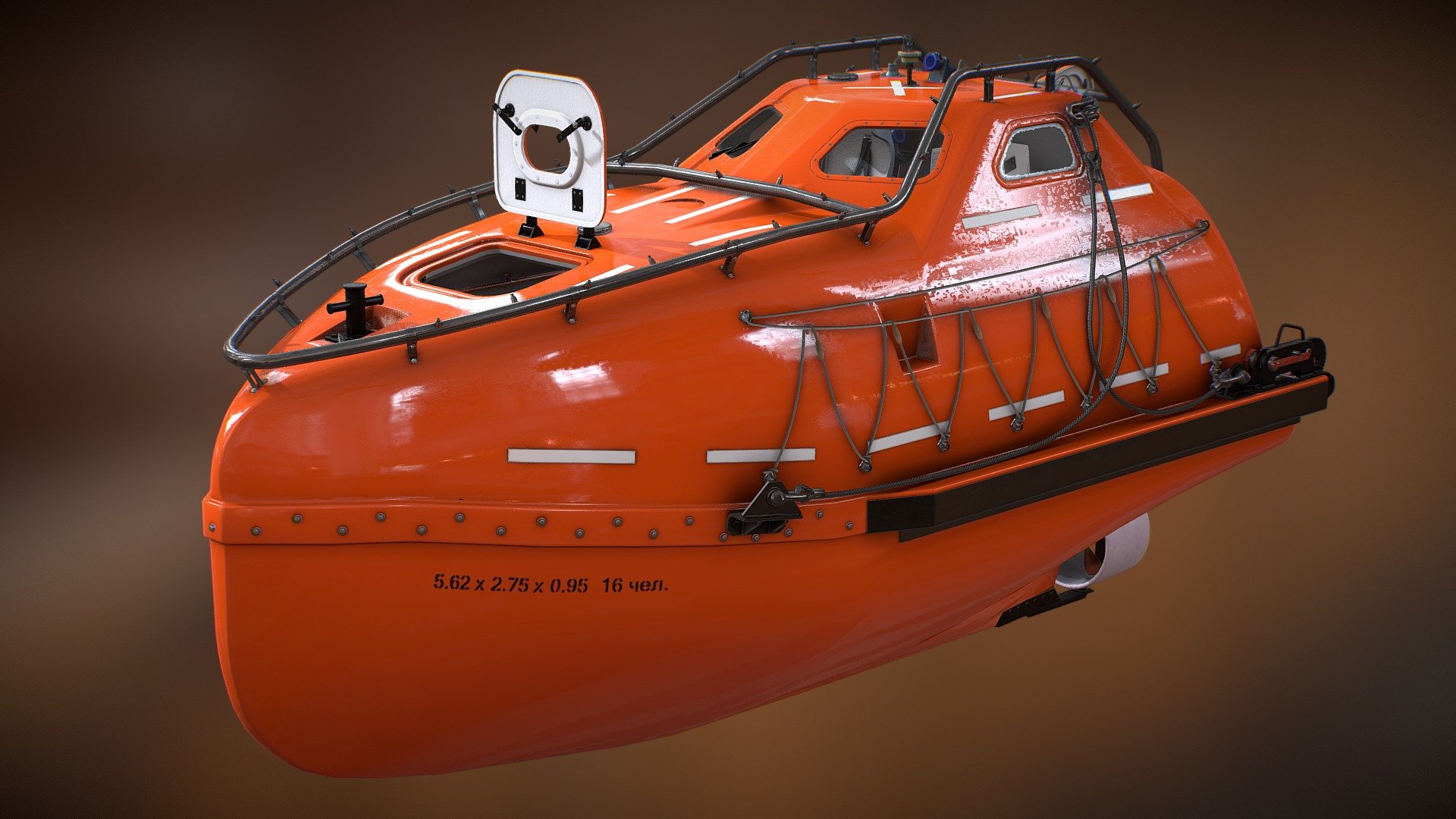 A rescue lifeboat is a boat rescue craft which is used to attend a vessel in distress, or its survivors, to rescue crew and passengers. It can be hand pulled, sail powered or powered by an engine. Lifeboats may be rigid, inflatable or rigid-inflatable combination-hulled vessels.
Next model https://skfb.ly/oppGQ - freefall lifeboat - 3D model by ShipSIM 3d model