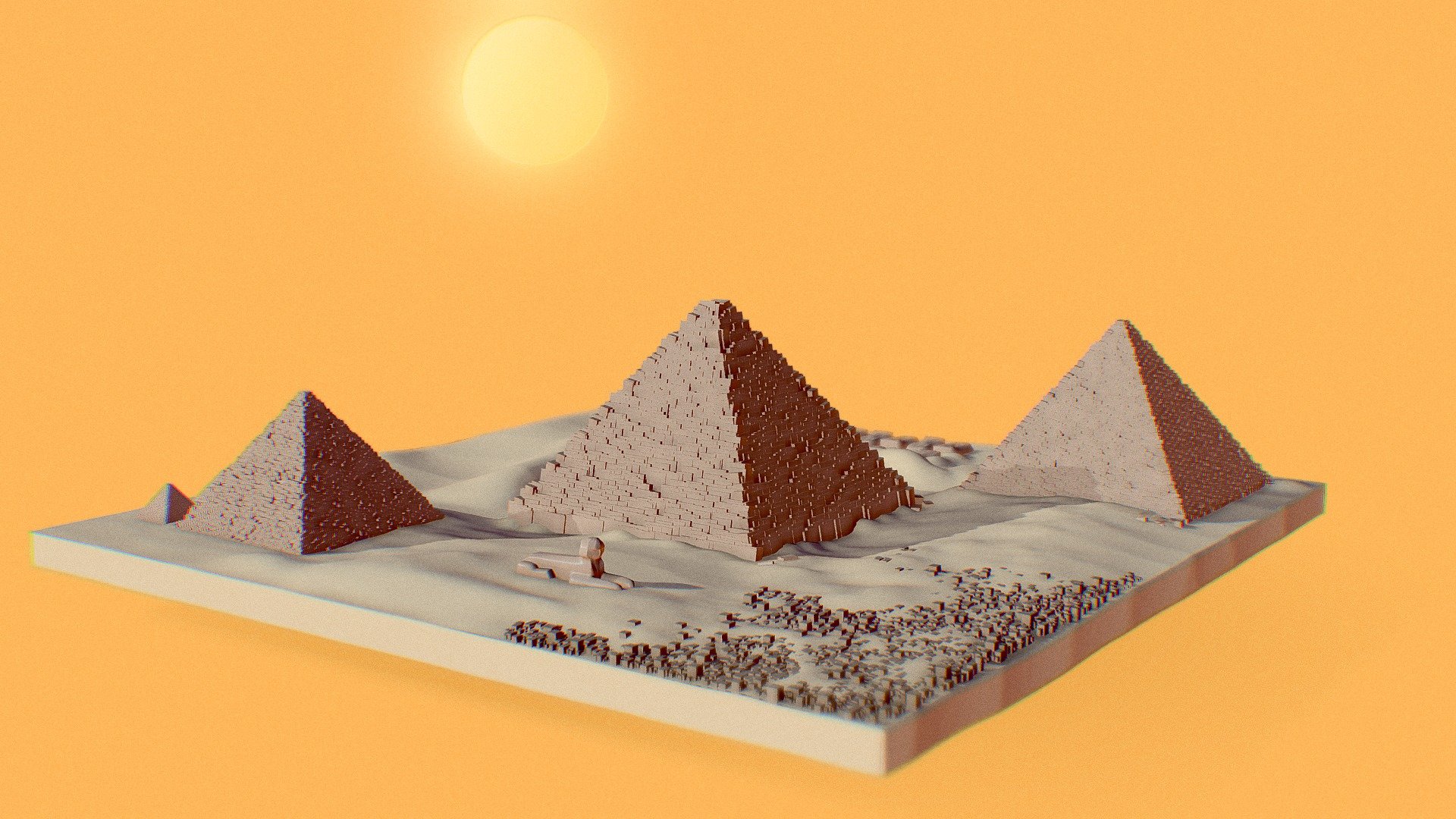 Pyramids of Egypts diorama, made in Blender 2.93 - GIZA - Pyramids diorama - 3D model by Mario Falasca (@marfal) 3d model