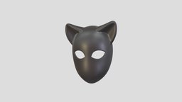 Prop057 Cat Mask face, cat, prop, fashion, theater, party, masquerade, anonymous, accessory, ear, print, head, mask, woman, costume, disguise, art, halloween, clothing, black, noai