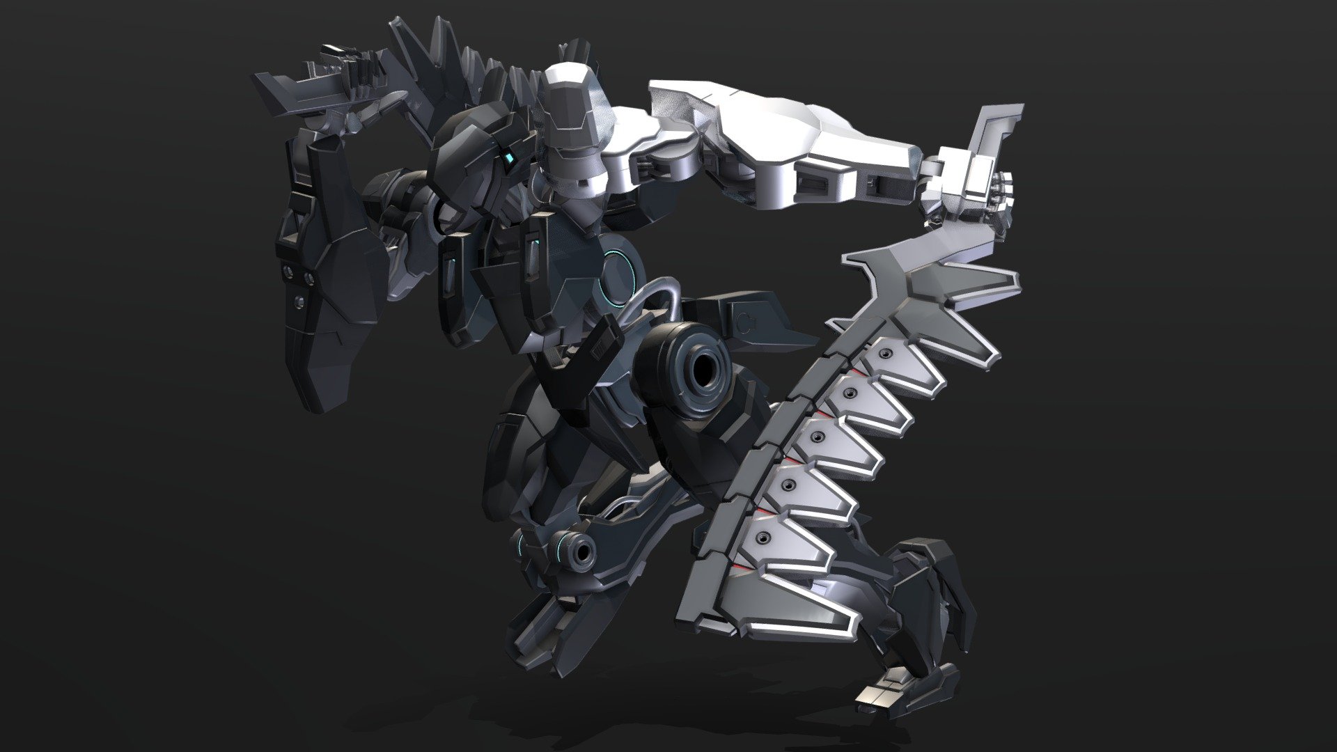 The Airgetlam with it's signature sword-type weapons, the Flexing Blades. These blades are held together by tightly wound ligaments. On contact, the blunt segments attempt to straighten out; the ligaments contract however and quickly return it to form, increasing the weapon's striking power as it pounds against an object. In the IBO universe, that'd make it a fairly intimidating weapon 3d model