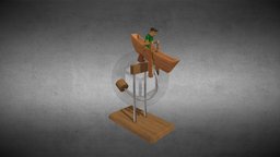 Balancing Fisherman Wooden Toy wooden, toy, solidworks, composer, simlab