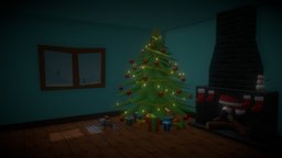 Christmas room room, christmas, santaclaus, christmastree, cartoon