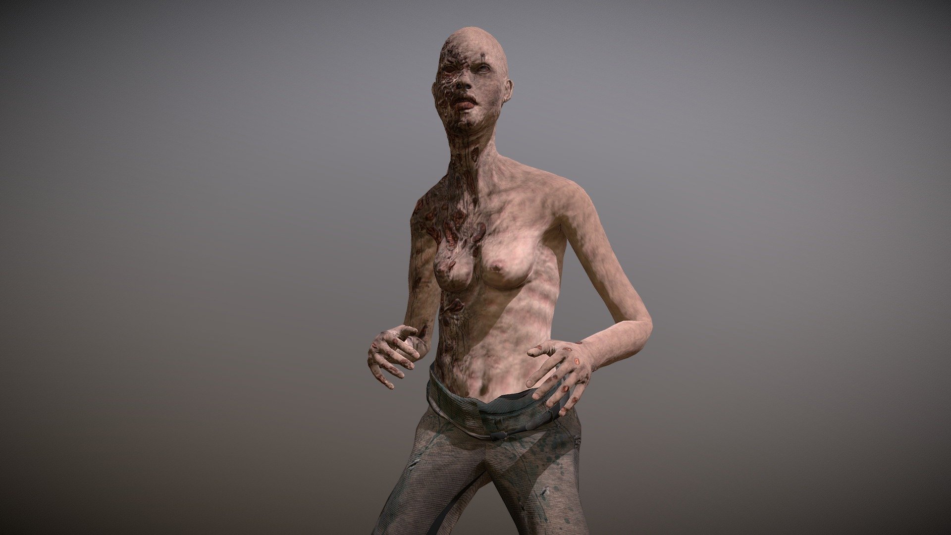 No 1 in a series of ten zombies. She has 12 animations plus T-Pose.

This model was created in Fuse, Tweaked in Blender and rigged and animated in Mixamo.

You are free to use this model in any of your projects according to the above software and Sketchfab's licences 3d model