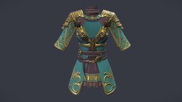 Fantasy  Knight Female Royal Armour Dress short, green, mini, suit, armour, red, warrior, medieval, purple, coat, crimson, dress, uniform, beautiful, costume, elegant, outfit, ornamental, ornated, pbr, low, poly, female, fantasy, knight, gold, royal, embelished
