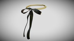 Chain with Ribbon Bow jewellery, neck, for, bow, girls, string, with, chain, womens, lace, necklace, chains, ribbon, bows, ribbons, choker, gold