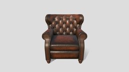 Leather Armchair leather, armchair, furniture, low-poly-model, old-furniture, armchair-furniture, low-poly, chair