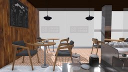 coffee shop interior cafe, coffee, store, table, coffeecup, chair, cinema4d, shop