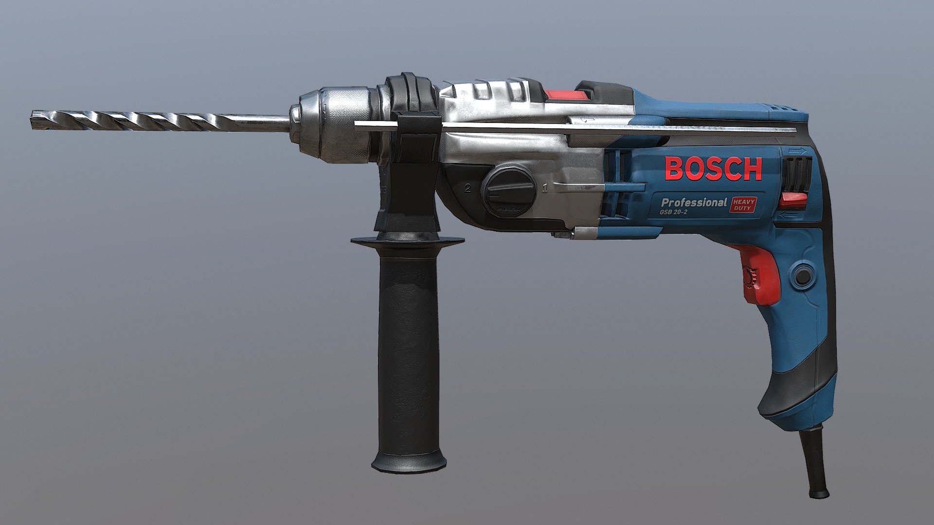 This hammer drill took me 80 hours, 3 mental breakdowns and 1 trip to hardware store. It's the most realistic and complex model I've made so far.
Although it was challenging, I'm glad I made it and practiced more realistic models apart from my beloved stylized and fantasy ones!
The drill was bought new and used for a week on a construction site.
The exact name of the drill is BOSCH GSB 20-2 PROFESSIONAL.

I didn't use the height map in renders.
The only part I'm not satisfied with is normal map on cylinders - definitely room for improvement and more practice :) - BOSCH Hammer/Impact Drill - 3D model by Aleksandra (@yarpenna) 3d model
