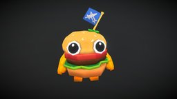 Burger dude burger, food, snack, tasty, vibrant, character, handpainted, stylized