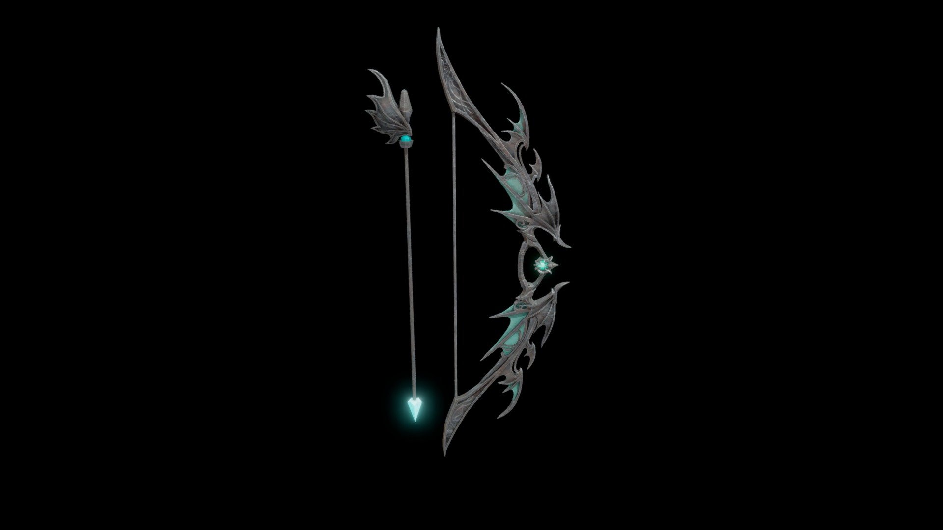 Magical iron bow and sword - 3D model by smllns 3d model