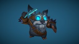 Stylized Fantasy Bear Minion Spearman bear, rpg, humanoid, spear, mmo, rts, ranged, moba, character, handpainted, pbr, lowpoly, stylized, animated