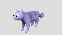 blue cartoon cat cat, kitty, blender3dmodel, beginner-model, cartoon, 3d, blender, blue, rigged, feline-companion, foranimation