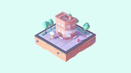 Cartoon Low Poly Brooklyn Small House tree, toon, toy, ny, urban, road, brooklyn, travel, newyork, ski, america, town, motion, nature, isometric, game-ready, illustration, streets, ski-resort, isometrical, low-poly, cartoon, game, lowpoly, gameart, house, usa, city, cinema4d, building, shop, c4d
