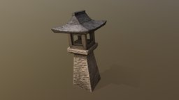 Japanese Stone Lantern lantern, props, stone, japanese