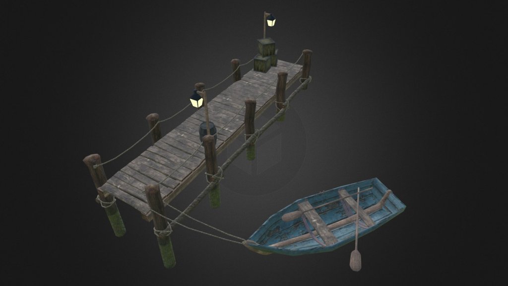 pier and boat - pier and boat - 3D model by Gera (@gera9008) 3d model