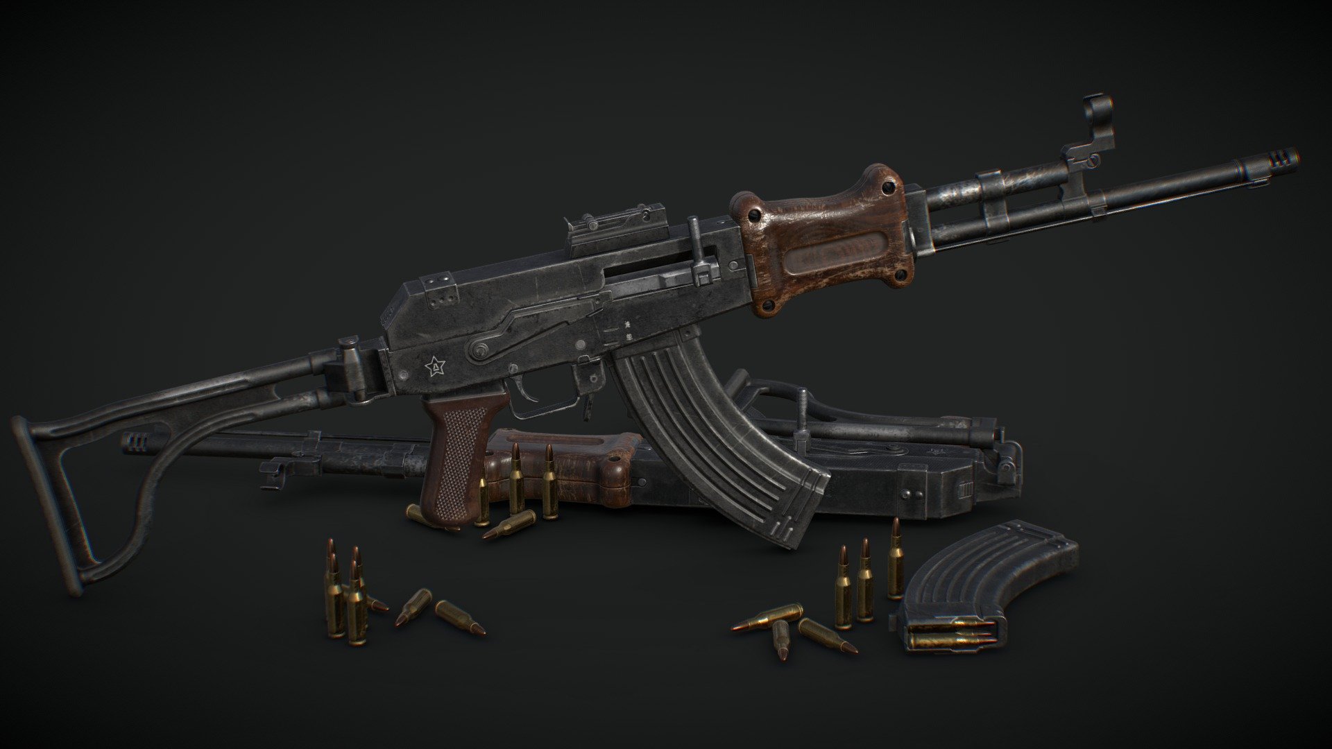 The chinese assault rifle from Fallout 3. Based on the recent Forgotten Weapons video build. Made it 7.62x39 despite the game version being 5.56 3d model