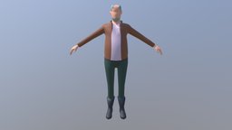 Old man Lowpoly humanoid, old, oldman, lowpolymodel, character, low-poly, game, blender, lowpoly, human