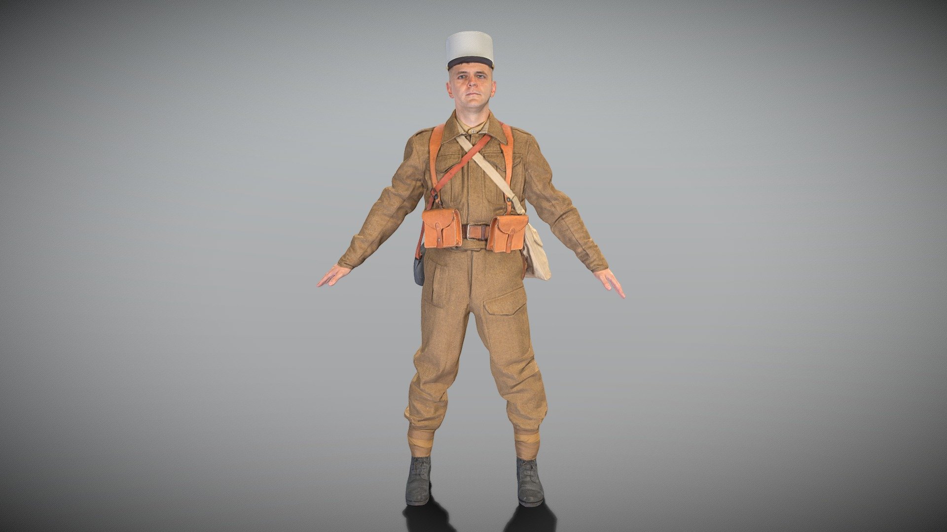This is a true human size and detailed model of a French infantry character from 1940s. All props and suit are original. The model is captured in the A-pose with mesh ready for rigging and animation in all most usable 3d software.

Technical specifications:




digital double scan model

low-poly model

high-poly model (.ztl tool with 5-6 subdivisions) clean and retopologized automatically via ZRemesher

fully quad topology

sufficiently clean

edge Loops based

ready for subdivision

8K texture color map

non-overlapping UV map

ready for animation

PBR textures 8K resolution: Normal, Displacement, Albedo maps

Download package includes a Cinema 4D project file with Redshift shader, OBJ, FBX, STL files, which are applicable for 3ds Max, Maya, Unreal Engine, Unity, Blender, etc. All the textures you will find in the “Tex” folder, included into the main archive.

3D EVERYTHING

Stand with Ukraine! - French infantry soldier in A-pose 403 - Buy Royalty Free 3D model by deep3dstudio 3d model