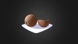 Coconuts food, fruit, vray, half, plate, detailed, scanned, real, coconut, mentalray, sliced, coconuts, cutted, c4d