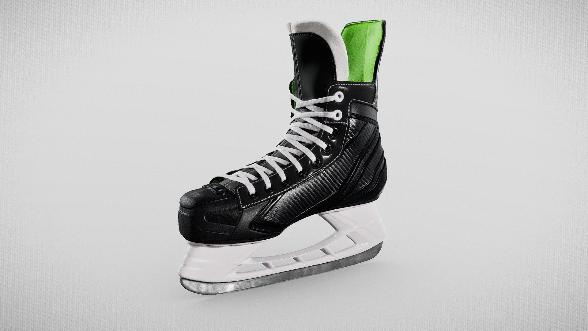 Bauer Ice Skating Boot 

Features stainless steel runner with an easy-to-balance-on 13ft. radius, and a soft and comfortable microfiber liner, putting a premium on comfort throughout.

29.6 x 10.6 x 30.8 cm (67 micrometers per texel @ 8k)

Scanned using advanced technology developed by inciprocal Inc. that enables highly photo-realistic reproduction of real-world products in virtual environments. Our hardware and software technology combines advanced photometry, structured light, photogrammtery and light fields to capture and generate accurate material representations from tens of thousands of images targeting real-time and offline path-traced PBR compatible renderers.

Zip file includes low-poly OBJ mesh (in meters) with a set of 8k PBR textures compressed with lossless JPEG (no chroma sub-sampling) 3d model