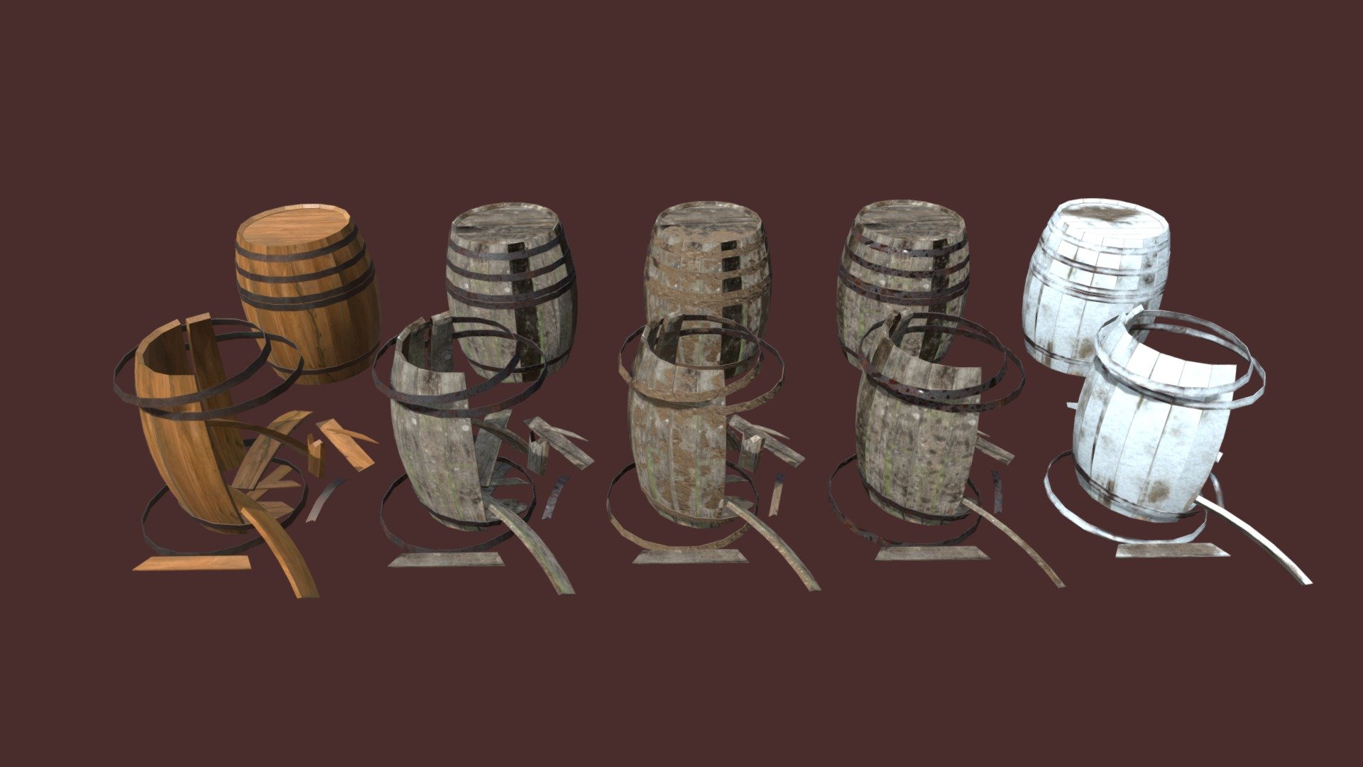 Set of barrel in different conditions
Contains PBR texture sets - Barrel Set - 3D model by BatoSole 3d model