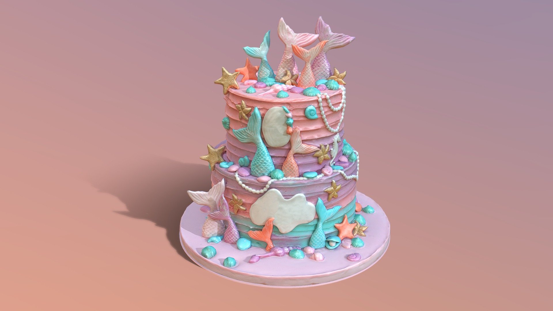 3D scan of a elegant Mermaid Cake which is made by CAKESBURG Online Premium Cake Shop in UK. You can also order real cake from this link: https://cakesburg.co.uk/collections/best-seller-2/products/mermaid-cake-2

Textures 4096*4096px PBR photoscan-based materials Base Color, Normal, Roughness, Specular) - Elegant Mermaid Cake - Buy Royalty Free 3D model by Cakesburg Premium 3D Cake Shop (@Viscom_Cakesburg) 3d model