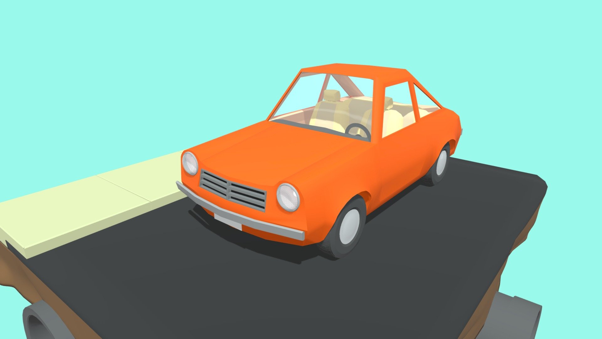 a cartoon-inspired car model with interior - cartoon CAR - Download Free 3D model by king1of1kings 3d model