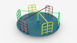 Merry-go-round carousel 07 rotate, vintage, urban, painted, child, play, park, outdoor, playground, round, cluster, carousel, leisure, roundabout, game, 3d, pbr, village, steel