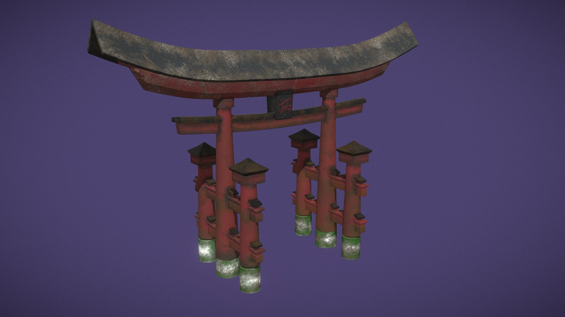 A japanese shrine located over water. Based of the Itsukushima  Shrine 3d model