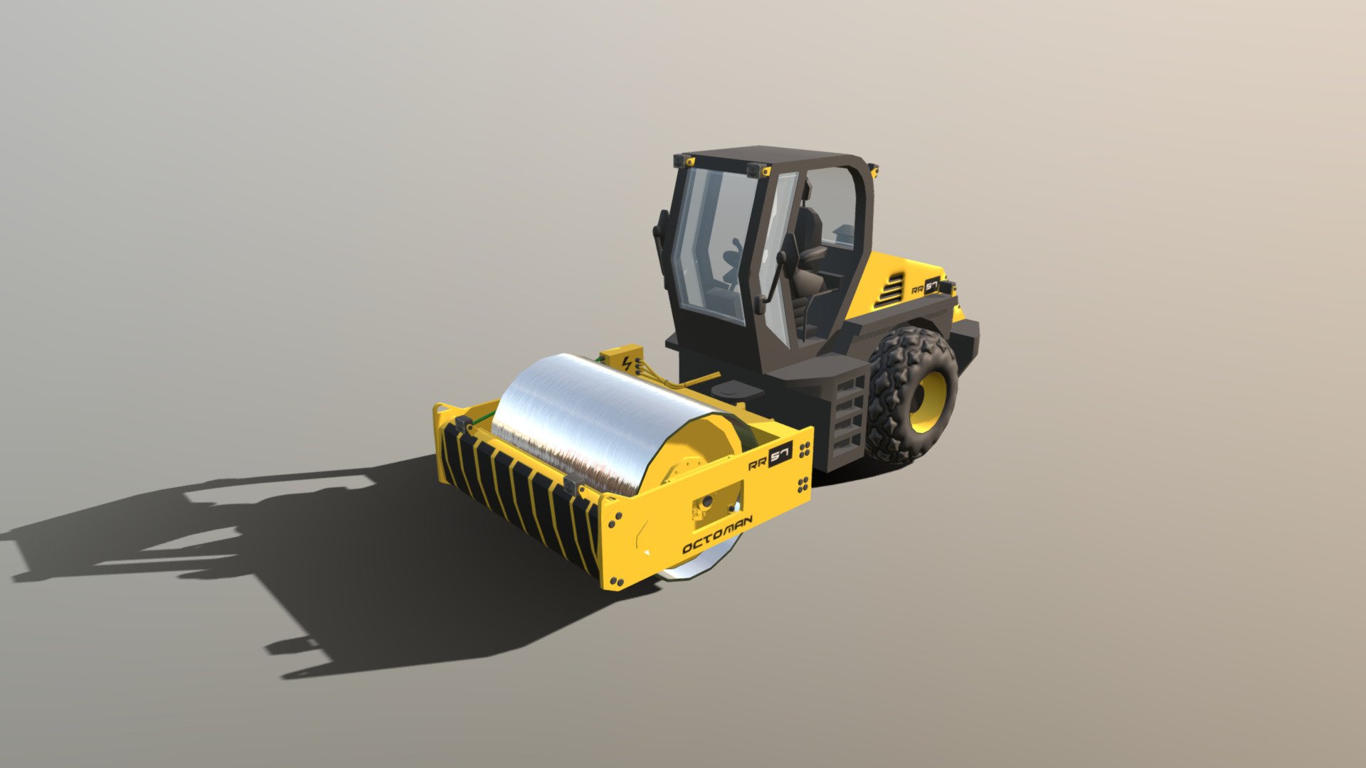 This is a rigged and animated Road Roller with a rather low polycount. All important pieces are UV-Mapped. This Road Roller has a physical setup for Unity so it will react to the ground and of course to other objects.



Summary:

★ made in Unity 5.6.2f1
★ 14.094 polys

★ Rigged &amp; Pre-animated

★ Script for Movement

★ Diffuse + Normal Map 4096px

★ Left/Right Steer Animations

★ Uses Mechanim

★ already working Prefab



All cables are rigged and baked into the existing animations.



The model uses 2 different materials, because the drum needs a different setup!



Scripts:

The script provides:

★ Moving Forwards / Backwards

★ Moving Left and Right
 - Road Roller - RR57 - Buy Royalty Free 3D model by OctoMan 3d model