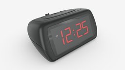 Alarm Clock 01 Modern modern, hour, time, lcd, clock, display, timer, alarm, isolated, dial, minute, reminder, 3d, pbr, digital, watch, electric, black, screen