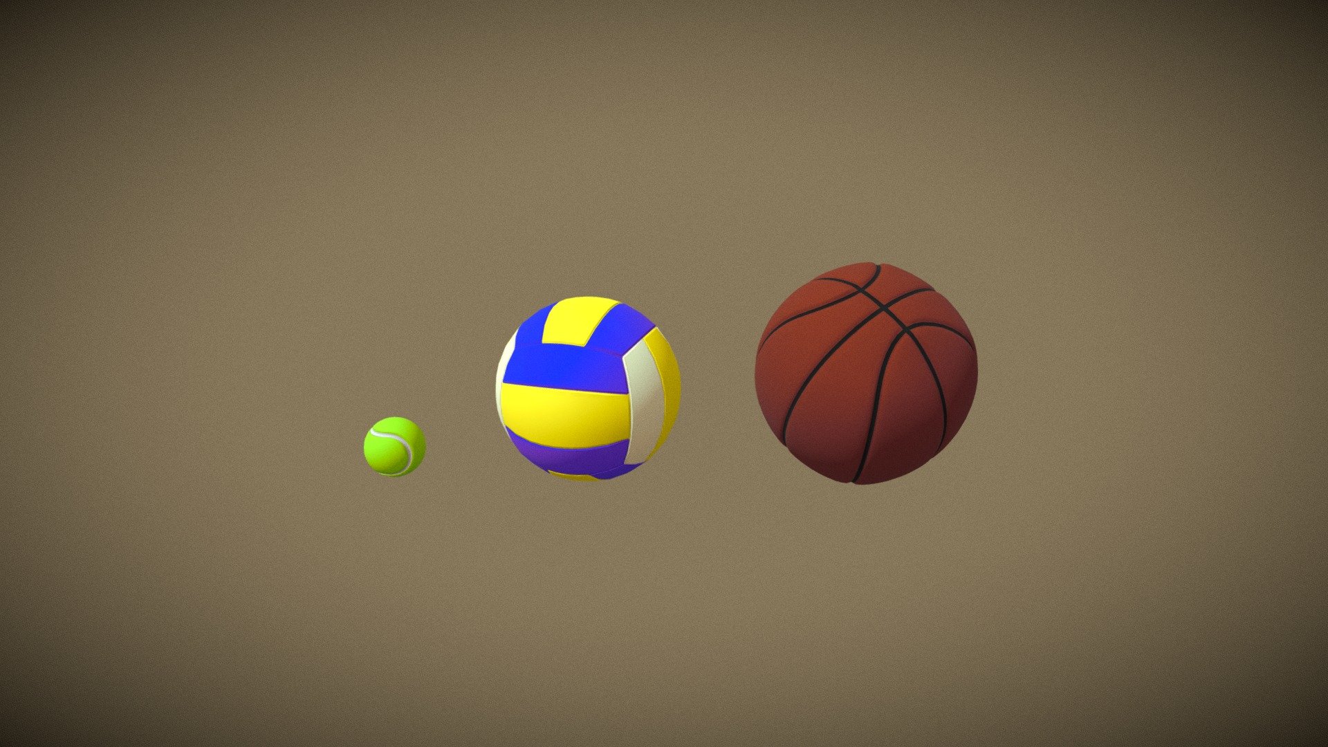 BALLS (TENNIS, VOLLEYBALL, BASKETBALL) - 3D model by bskal 3d model