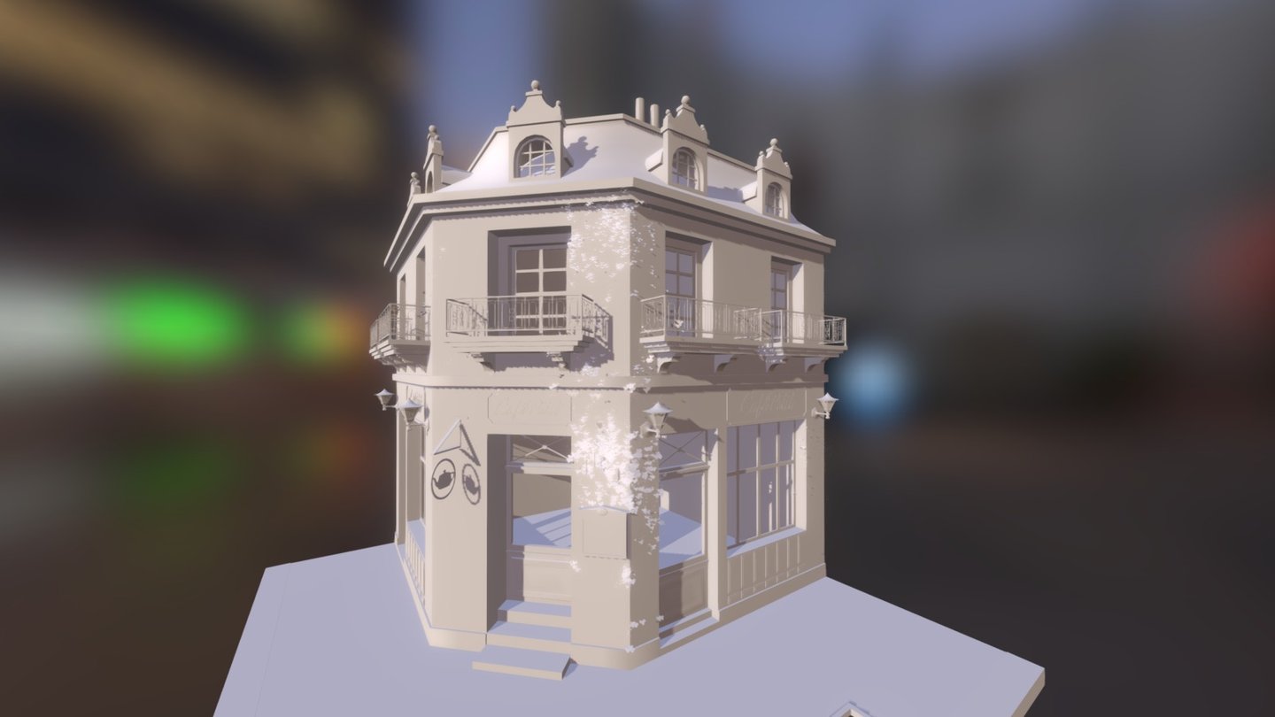 exterior of animated film - Café Petit - 3D model by meshroom 3d model