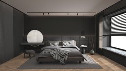 quiet dark bedroom room, modern, bed, bedroom, dresser, sleep, residential, furnished, apartment, baked, furniture, vr, virtualreality, rug, cozy, quiet, furnishings, house, home, interior
