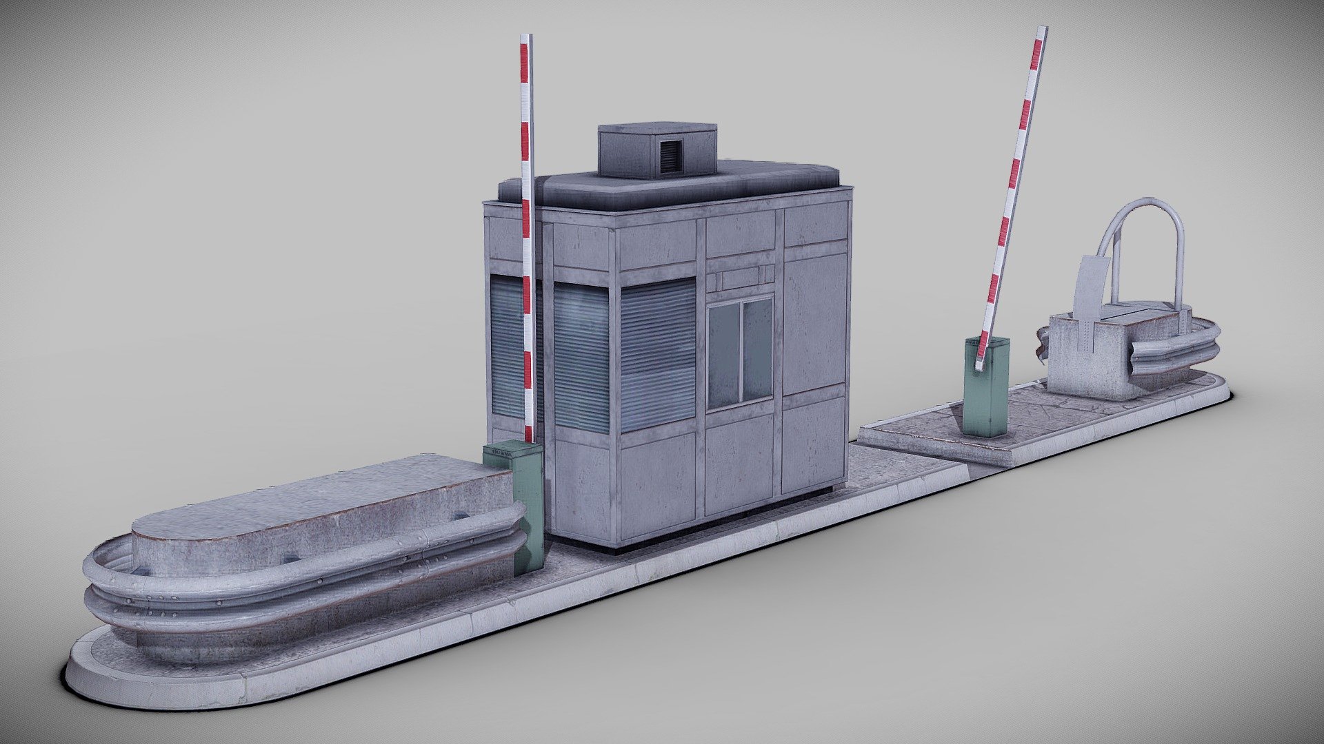 This Guard Booth serves as a perfect addition for any toll booths or any disclosed locations.

Textures Included:




1k baked guard booth

PBR Trimsheets for sidewalks, barriers, curbs and flooring

Formats: 




.Blend

.Obj

.Fbx
 - Tunnel du Mont-Blanc, Guard Booth - Buy Royalty Free 3D model by 99.Miles 3d model