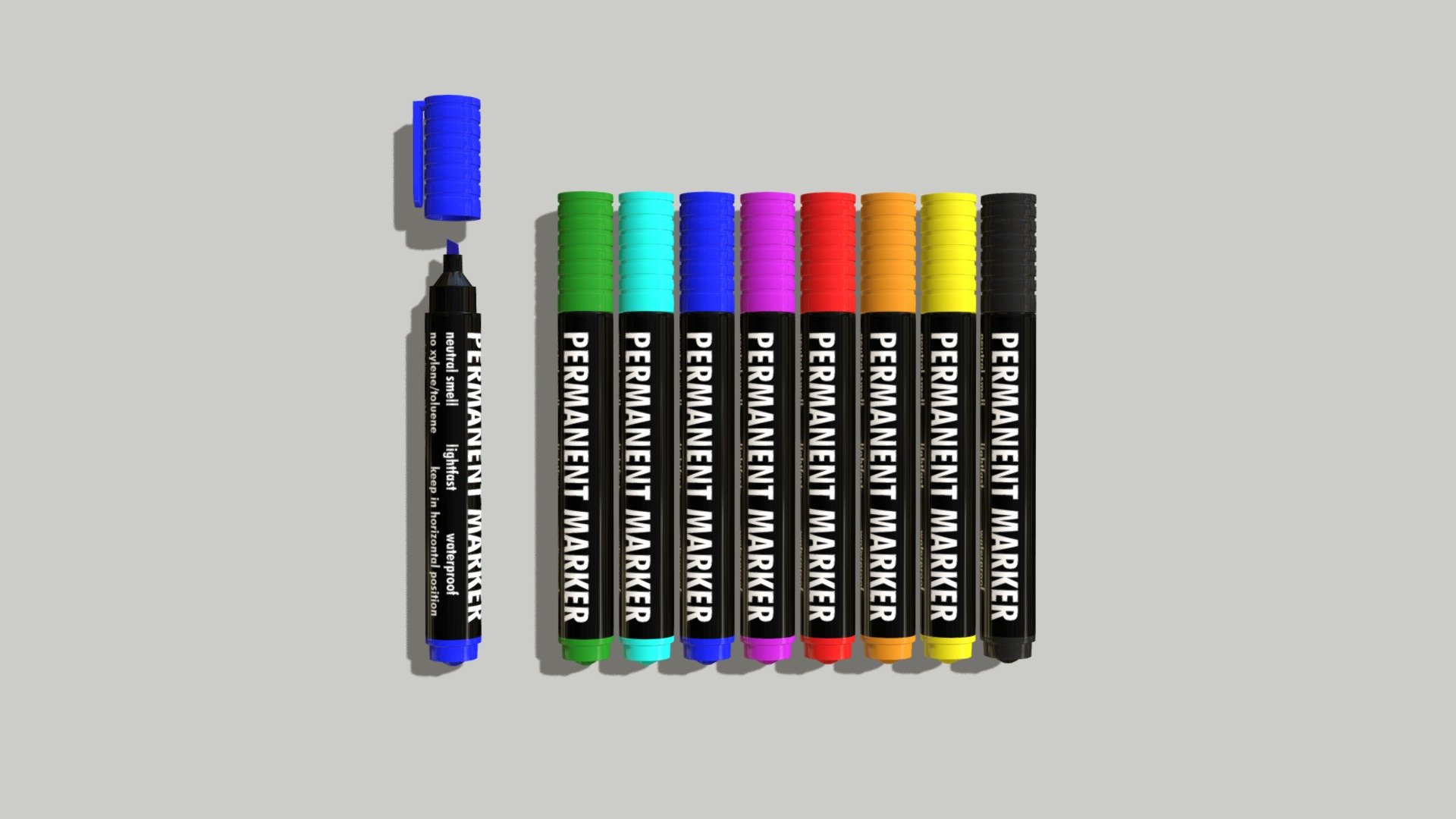 permanent markers assorted colors
one texture to control the text - Markers - Download Free 3D model by nad451 3d model