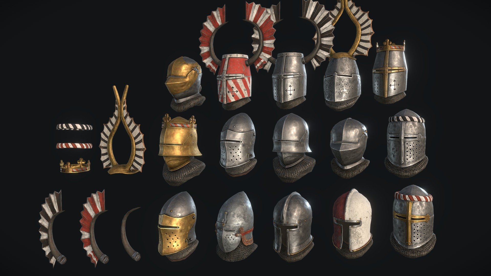 a collection of late medieval helmets i made.
all textures are in 1  8k atlas map for ease of use.
all helmets are low poly and game ready
feel free to post feedback or ask questions!
Armour pack incomming - medieval helmets - Buy Royalty Free 3D model by adamnsexyname (Pieter) (@adamnsexyname) 3d model