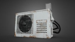 Air Conditioner nostalgic, fan, videogame, painted, rusty, ac, midpoly, metal, airconditioner, air-conditioner, texturepaint, substancepainter, substance, asset, game, substance-painter, air, gameasset
