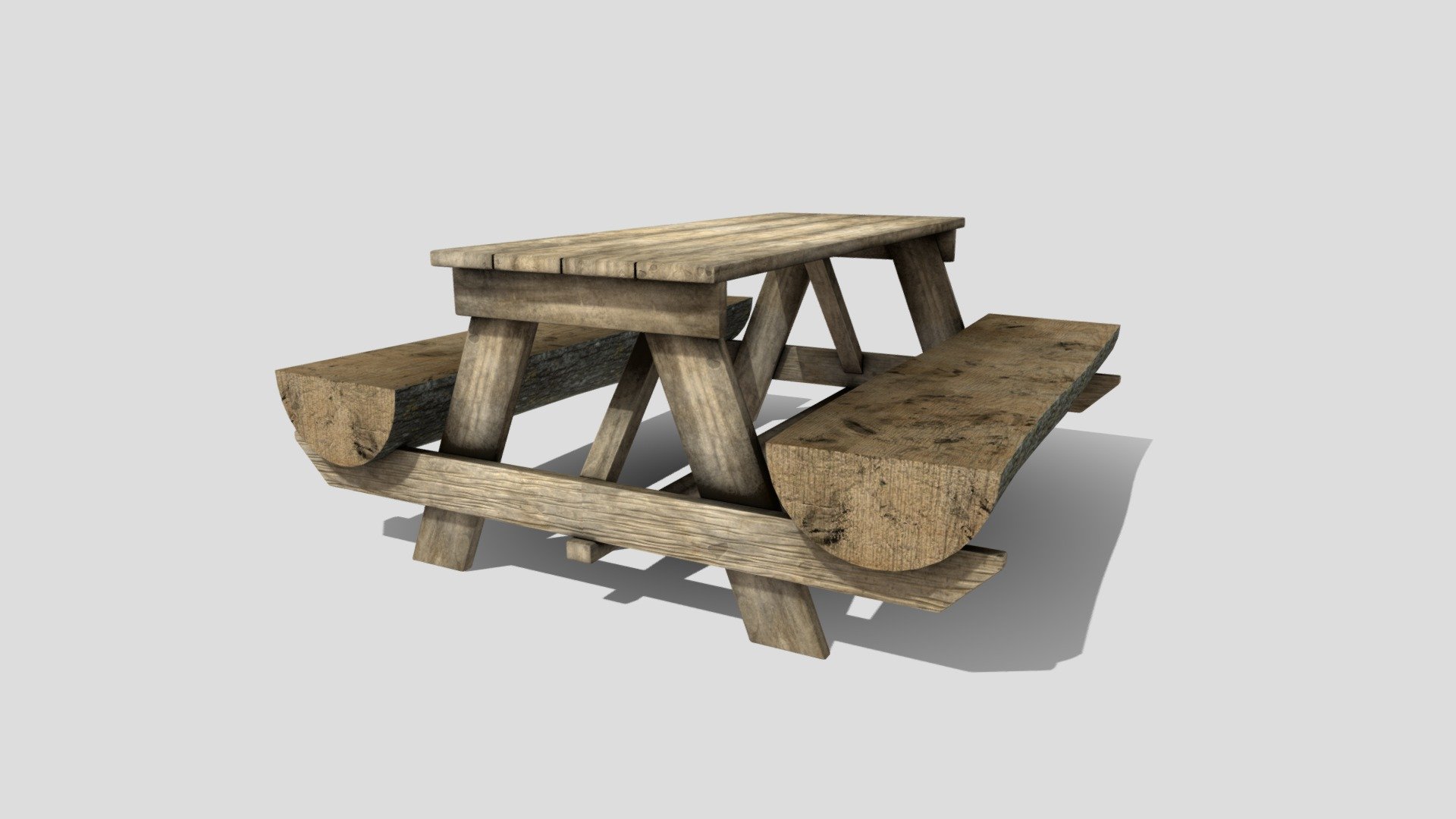 It is an outdoor table made of natural wood and can be used in various places such as gardens, outdoor cafes, and camping sites 3d model