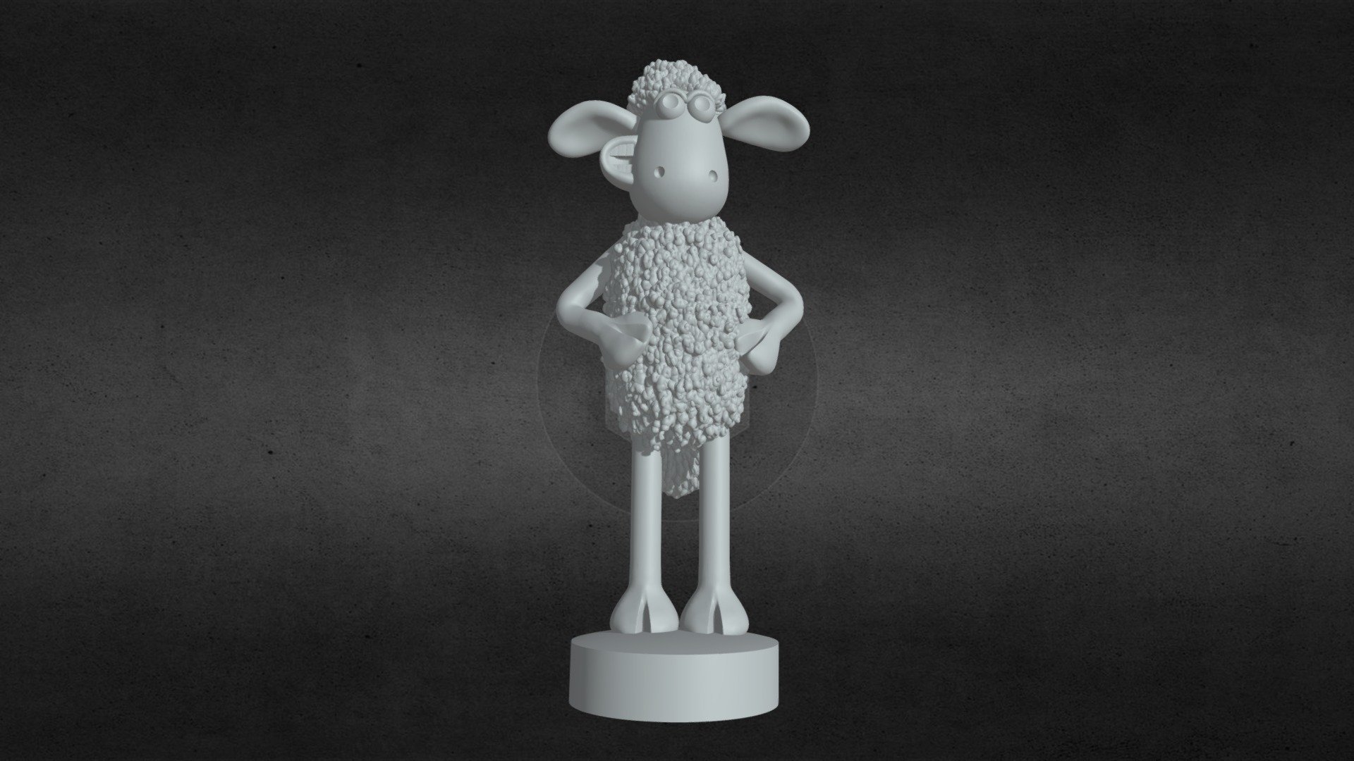 3d Printable model of Shaun the Sheep 6 cm toll. 
Need to be supported for printing 3d model