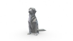 Golden retriever sitting dog, polygonal, welding, puppy, pup, metal, goodboy, art, borisklimov
