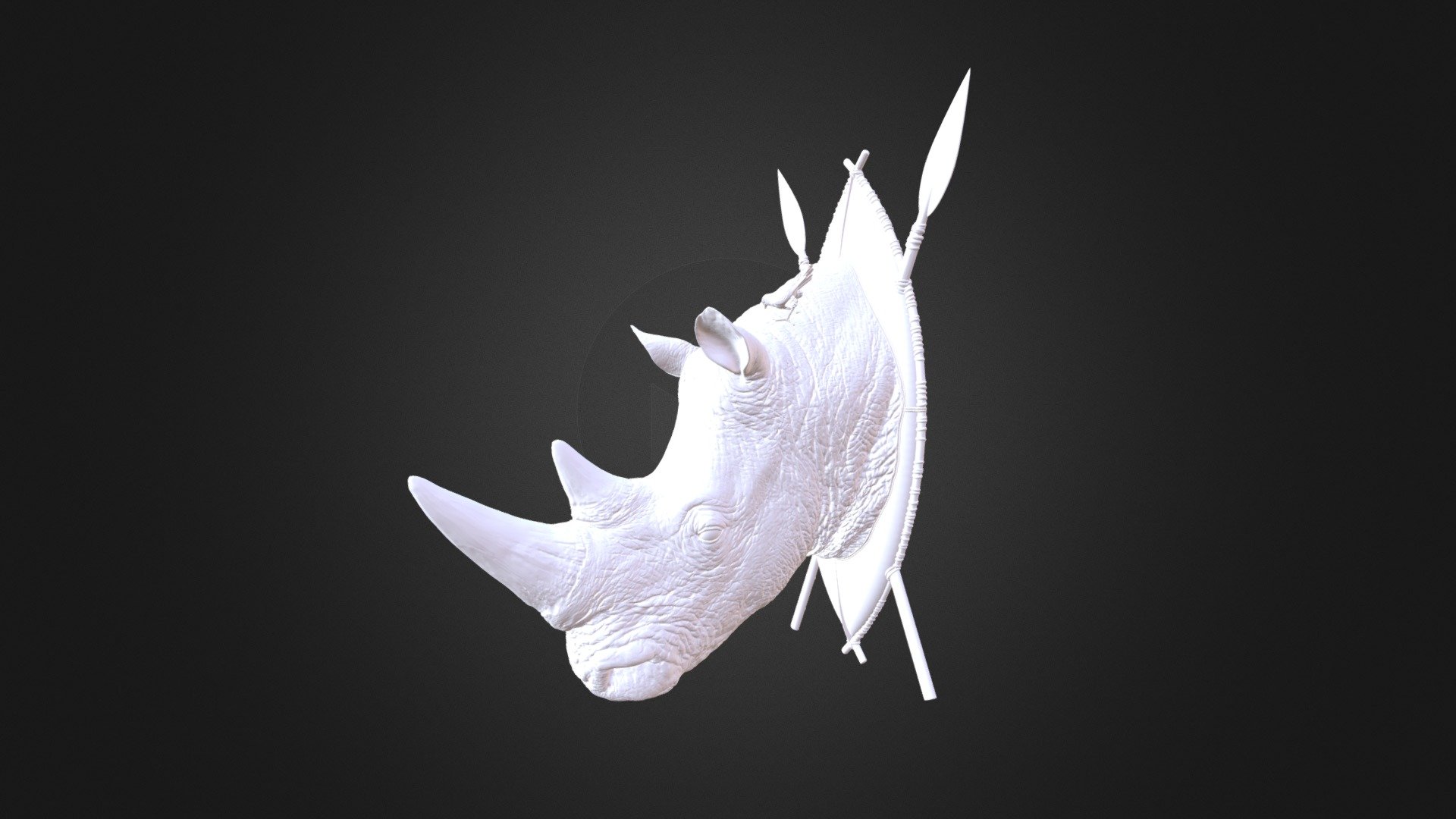 Rhino head made for a 3d print show, made with zbrush, and maya, and prepped the help of adobe photoshop.  - white rhino - 3D model by baushkin (@baushkins) 3d model