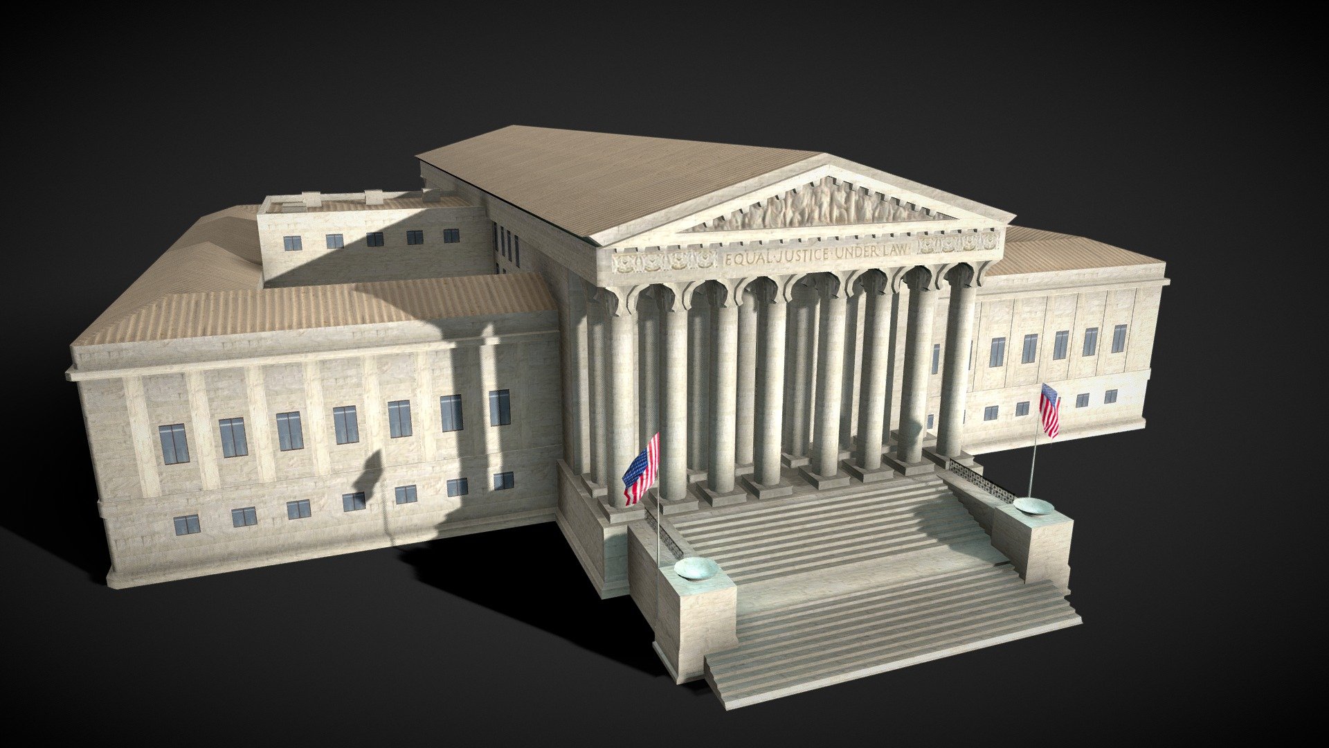 The US Supreme Court is the highest court in the United States. The court consists of 9 judges, one of whom is the chairman.

Materials: 4
Texture: 1024x1024 - Suprime Court Low poly Game Ready - Buy Royalty Free 3D model by Ruslan Malovsky (@malovsky) 3d model