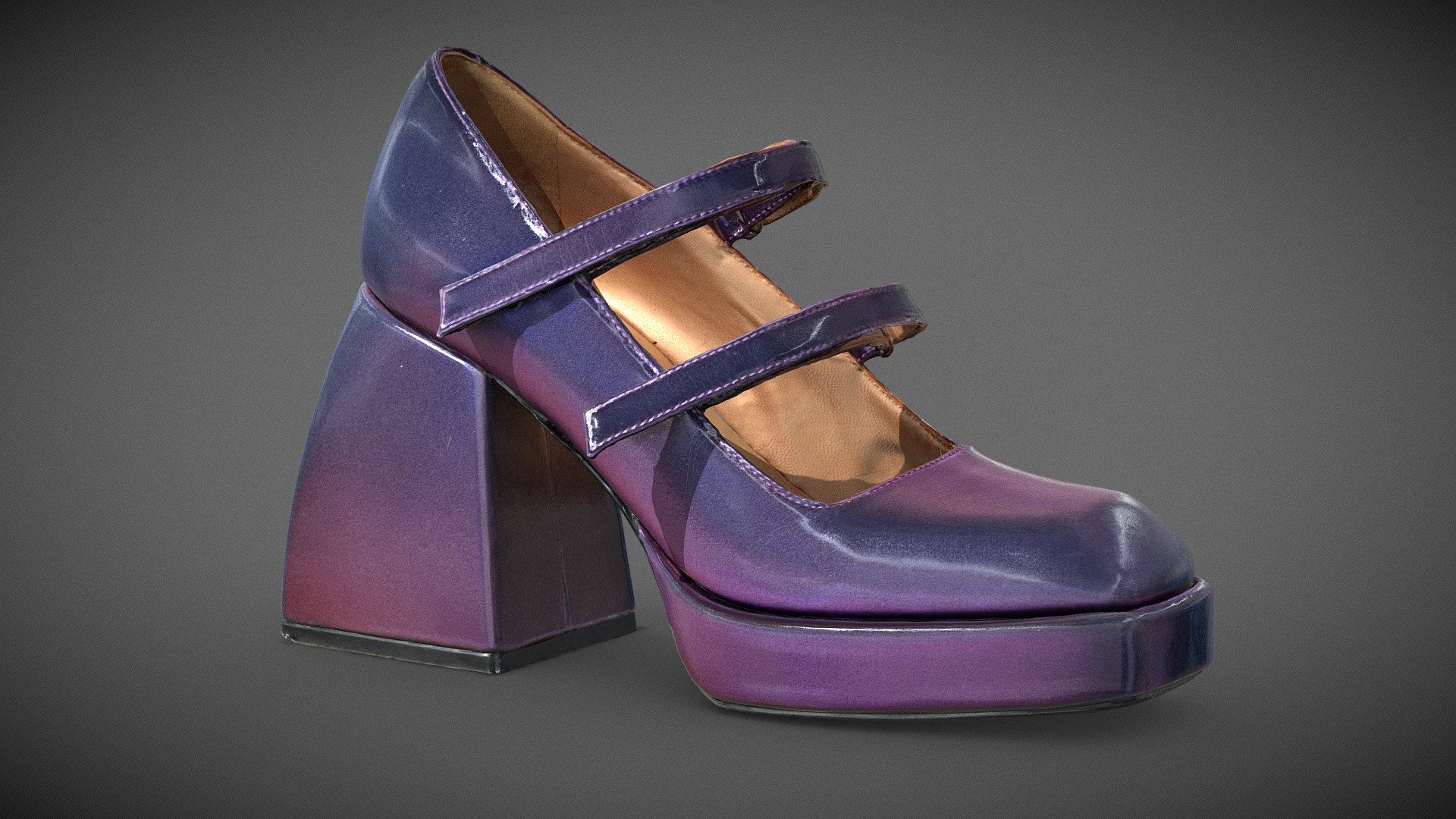 Photogrammetry scan of this Nodaleto Bulla Babies Purple shoes gameready asset with PBR 4K textures 3d model