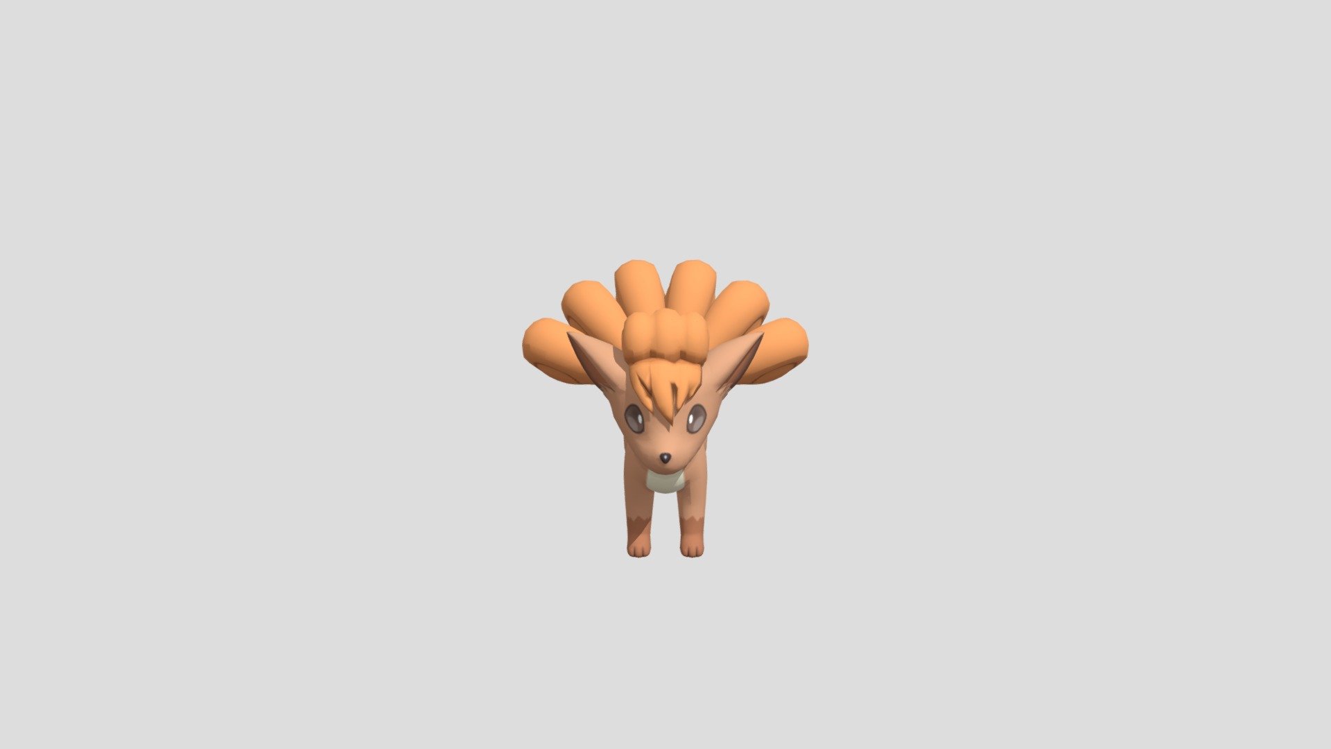 Fox Pokémon
At the time of its birth, Vulpix has one white tail. The tail separates into six if this Pokémon receives plenty of love from its Trainer. The six tails become magnificently curled 3d model