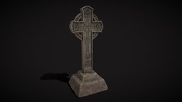 Large Celtic Style Cross Grave Stone cross, tombstone, cemetery, gravestone, stone, halloween