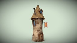Stylized house PBR low-poly 3D model