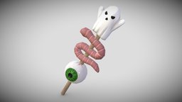 Halloween Candy Skewer eye, prop, eyeball, candy, worm, props, sweet, worldofwarcraft, sweets, sims4, sims, props-assets, props-game, pbr-texturing, stylizedmodel, skewer, game, pbr, blender3d, gameart, gameasset, stylized, ghost, halloween, gameready, nomadsculpt