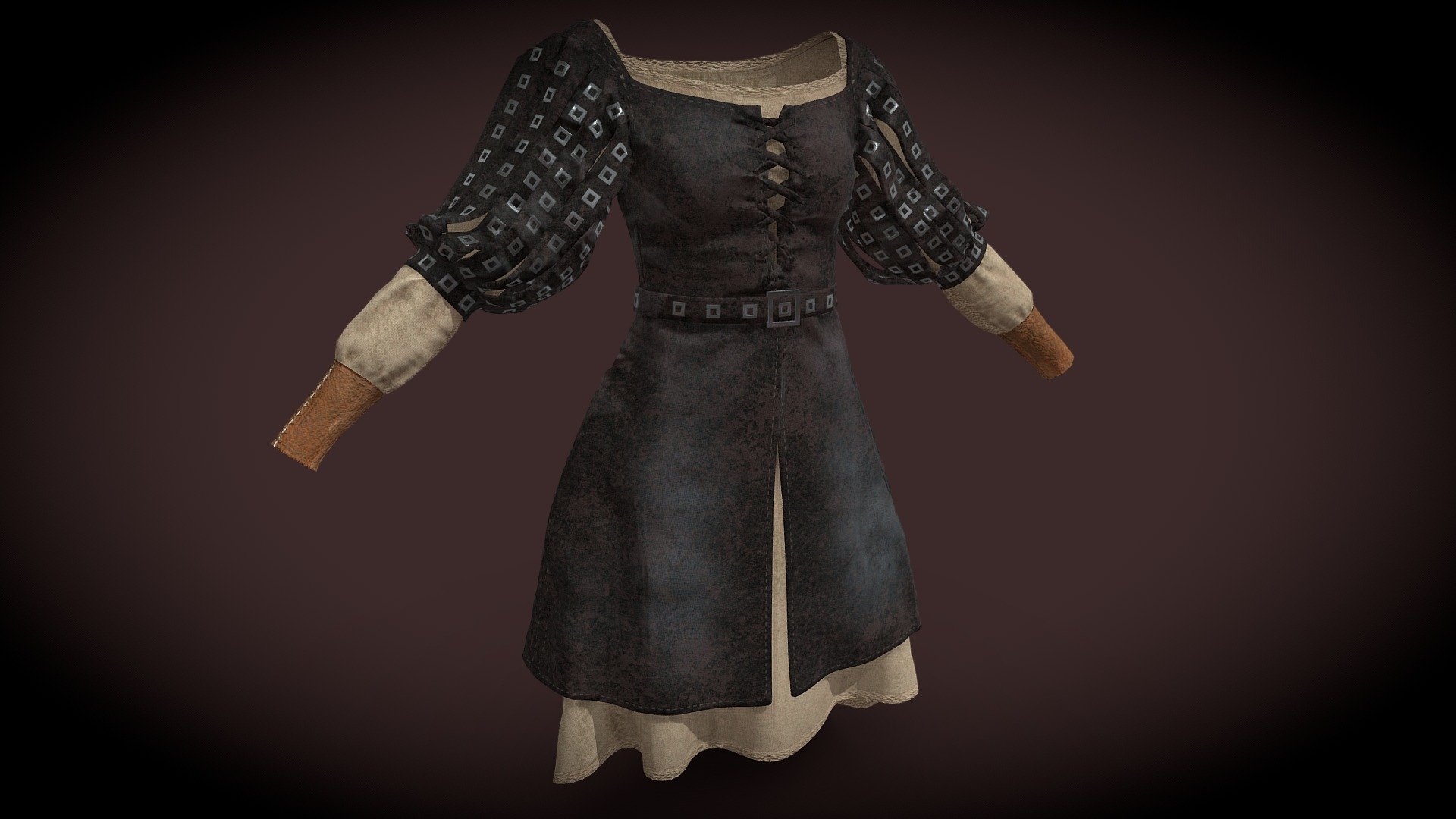Created with Marvelous Designer painted in Substance Painter - Medieval Outdoor Dress - Buy Royalty Free 3D model by wolfgar74 3d model