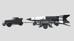 V2 Rocket and Hanomag Trailer trailer, german, wwii, v2, rocket, hanomag, ss100, noai, vidalwagen
